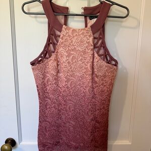 Pink ombre lacy glitter sleeveless tank